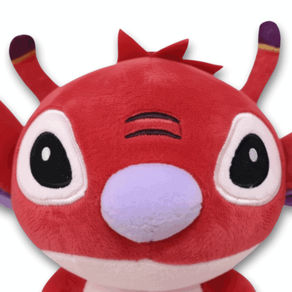 Peluche Leroy 25cm officielle Disney, le Stitch rouge (Expérience 629), zoom visage