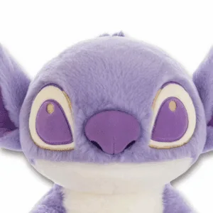Peluche Stitch officielle Disney de couleur violette, zoom visage