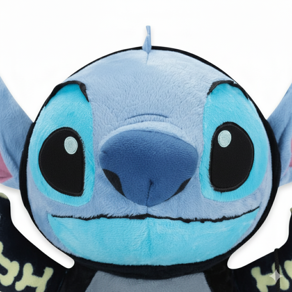 zoom visage peluche stitch squelette